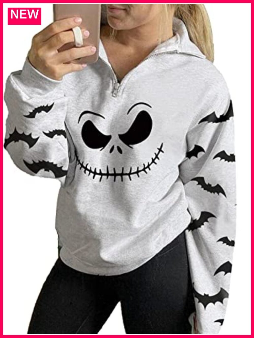 Womens Halloween Sweatshirt Loose Fit Pullover Top Round Neck Long Sleeve